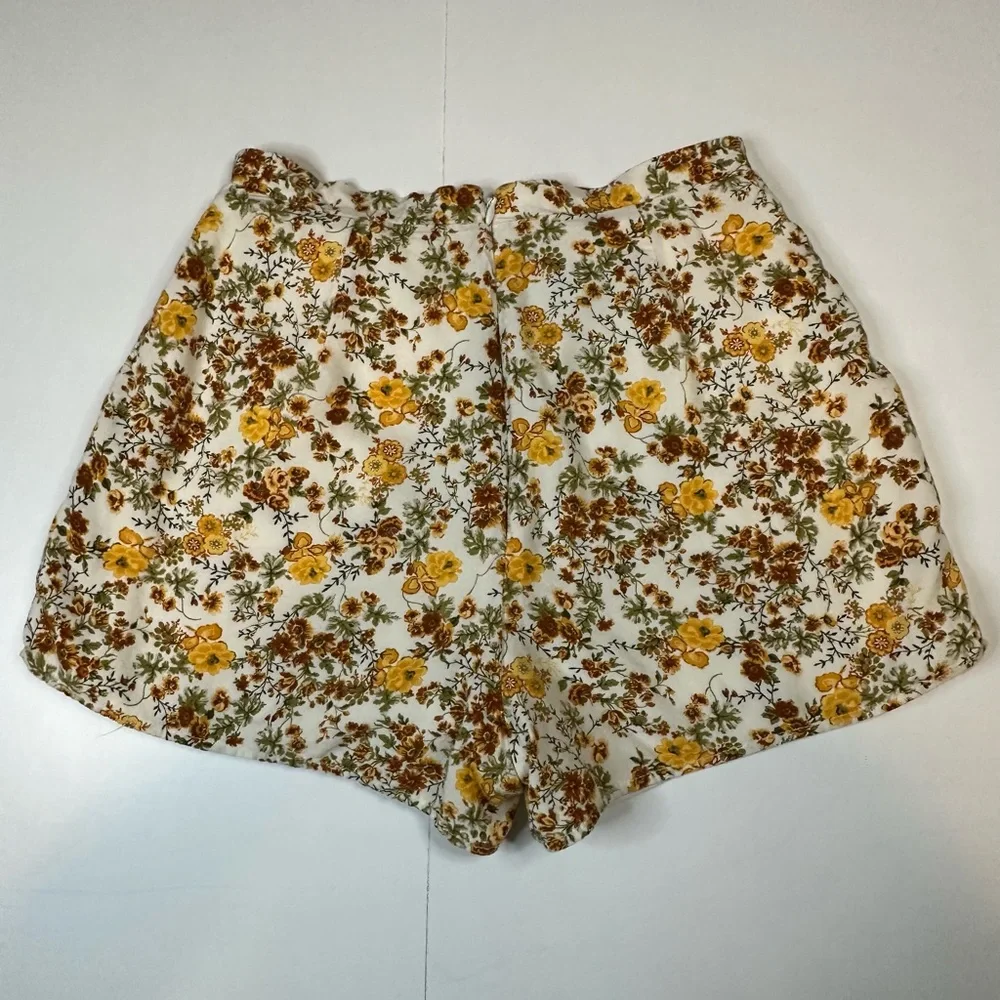 Altar'd State‎ Women's Small Shorts Yellow Brown Floral Print Lined High Waisted